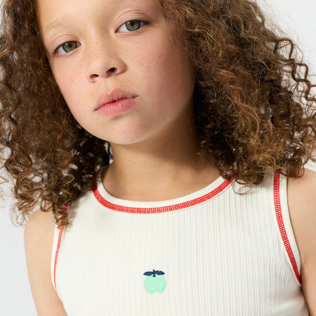 Rib Apple Tank | White/Red — product view