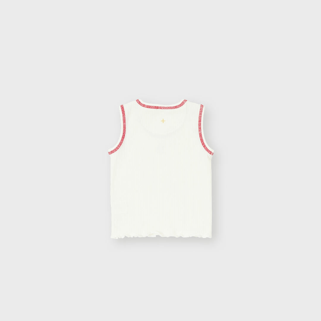 Rib Apple Tank | White/Red — product view