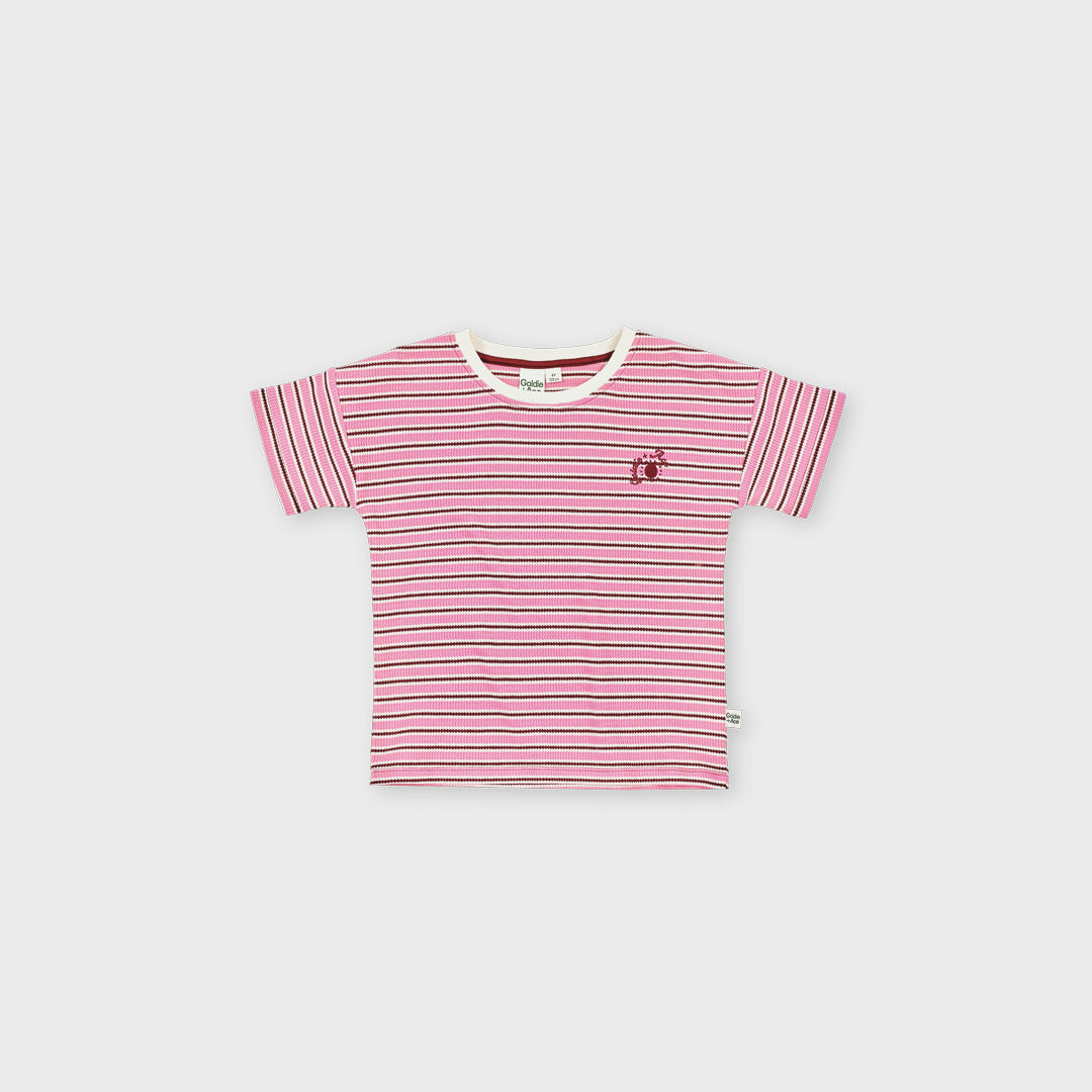 Waffle Stripe T-Shirt | Pink — product view