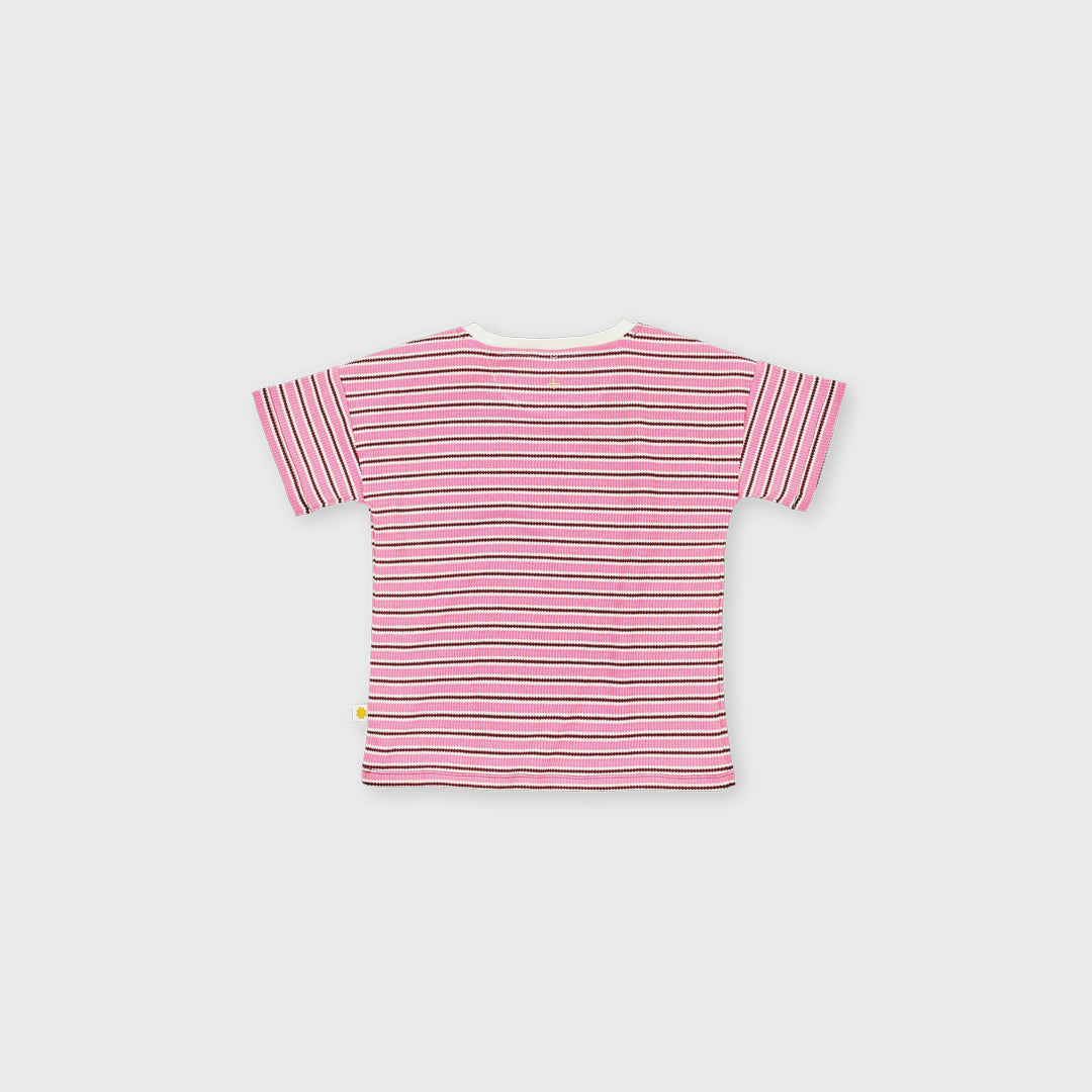 Waffle Stripe T-Shirt | Pink — product view