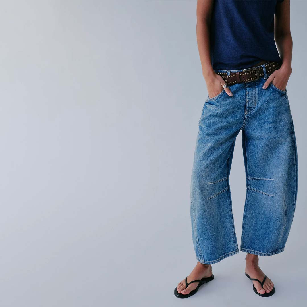 GOOD LUCK MID-RISE BARREL JEANS | ULTRA LIGHT BEAM