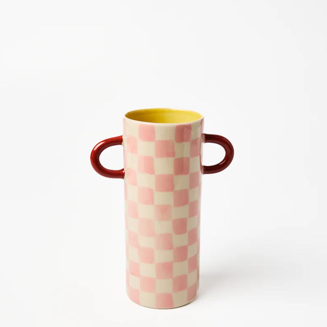 Griffe Bud Vase | Pink Check