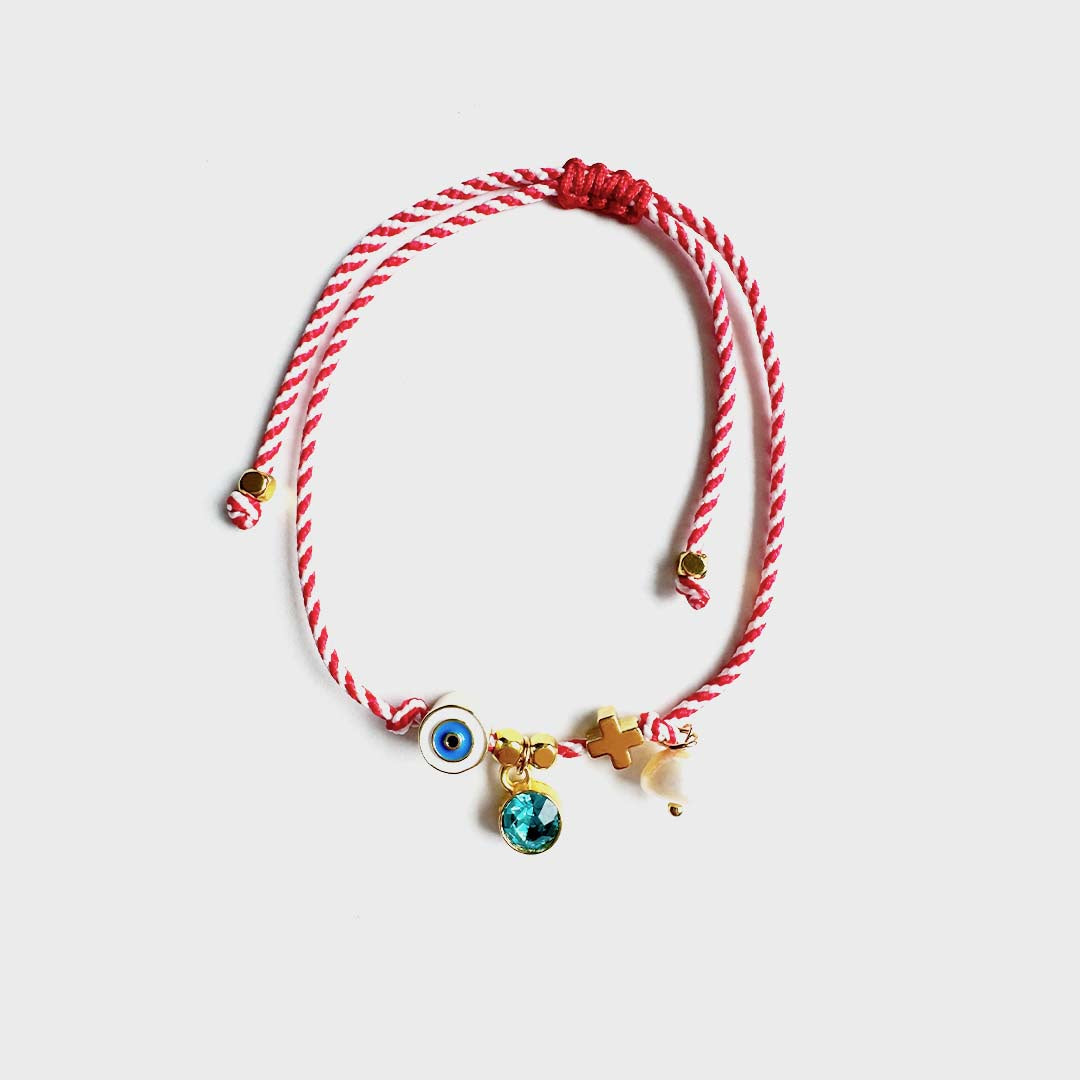 GUARDIAN THREAD BRACELET | ENAMAL EVIL EYE & MULTI CHARM