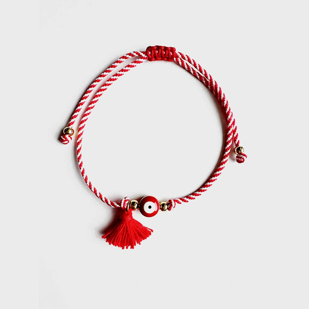 GUARDIAN THREAD BRACELET | RED TASSEL & EYE