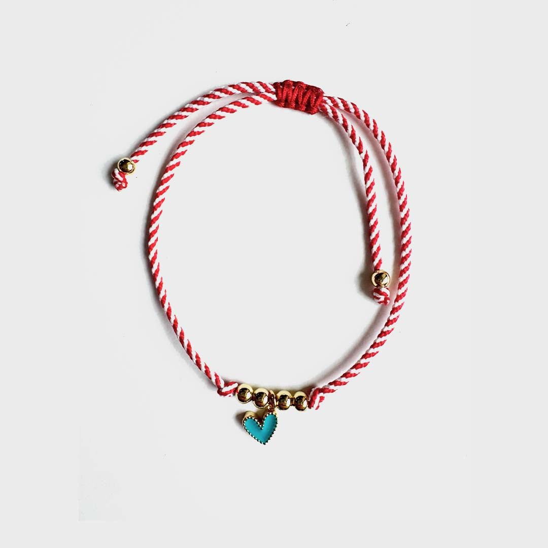 GUARDIAN THREAD BRACELET | TURQUOISE ENAML HEART & BEADS