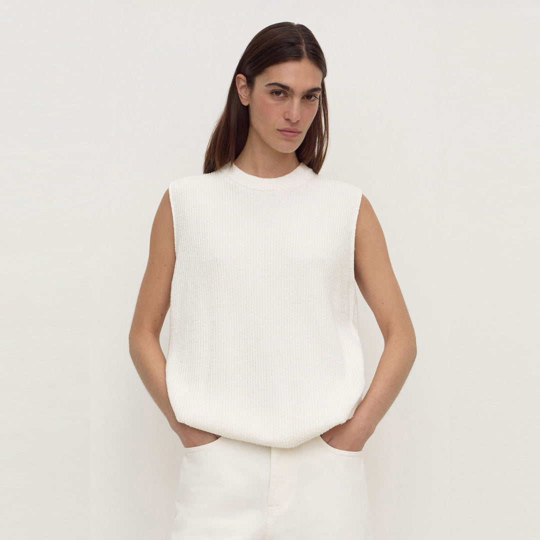 Assembly Label Hannah Cotton Boucle Tank in Cream
