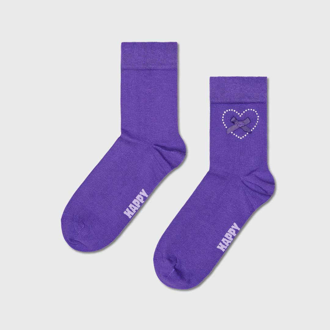 BOW HEART 1/2 CREW SOCK | PURPLE