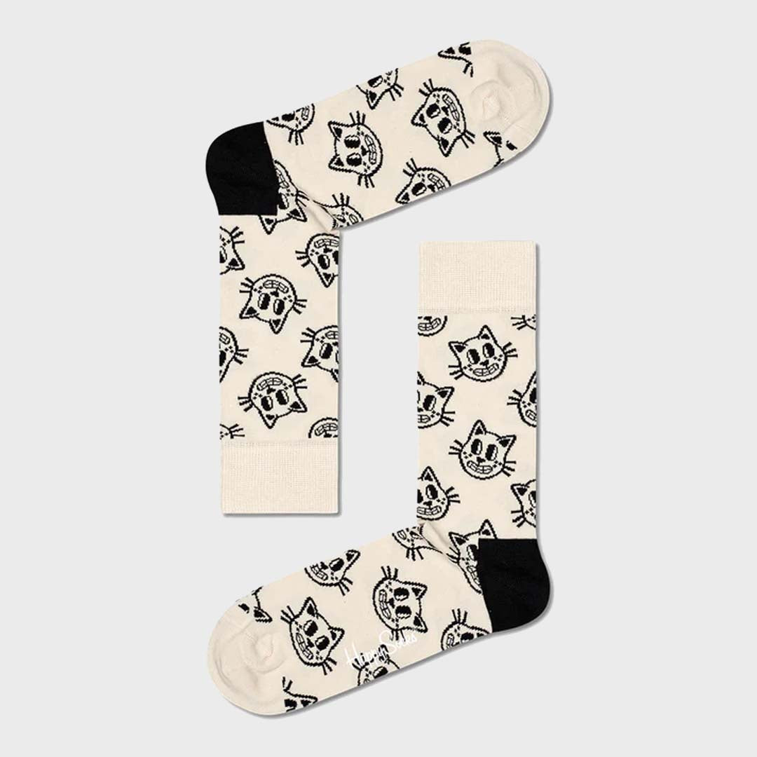 CAT SOCK | WHITE / BLACK