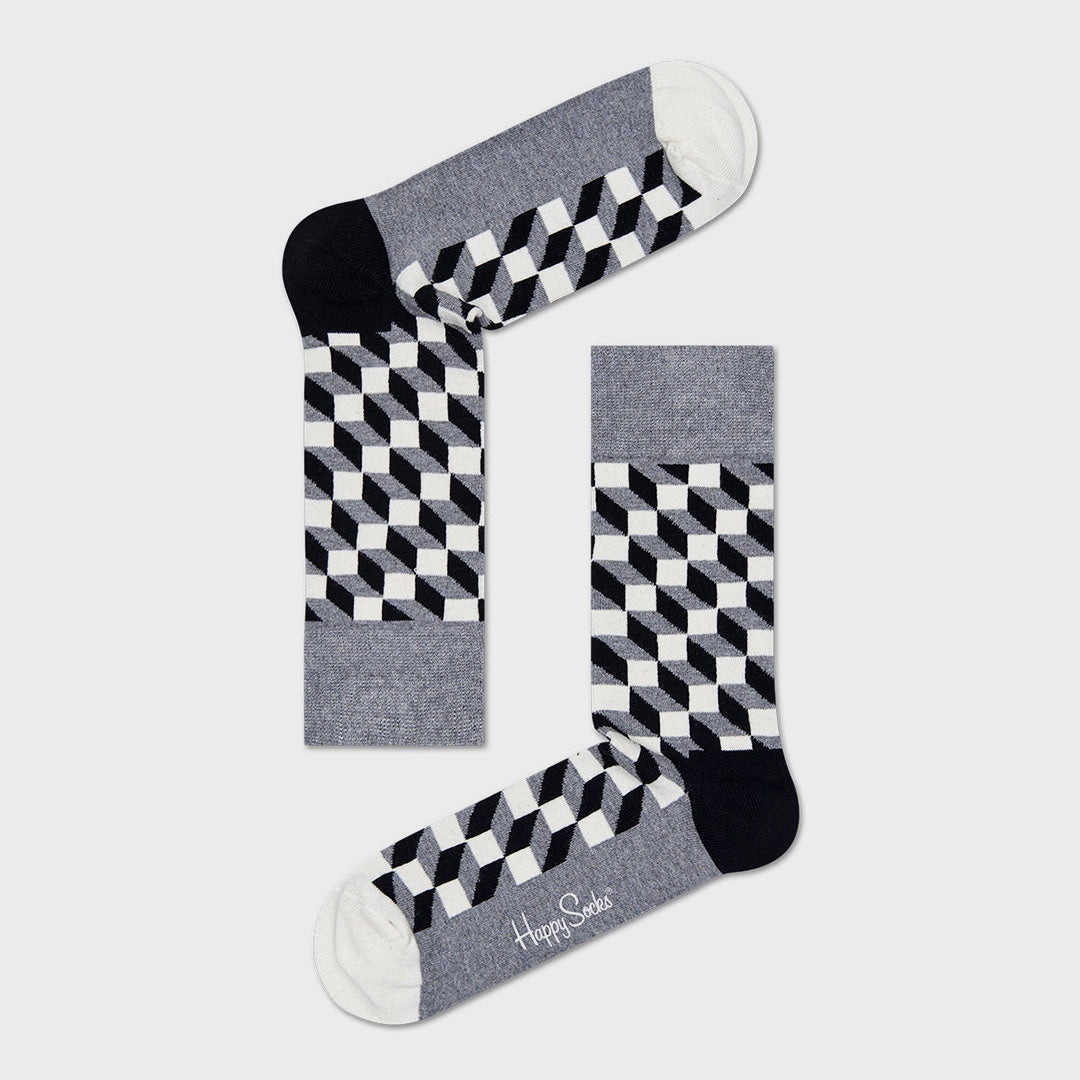 Filled Optic Sock (9350) | Black White Grey