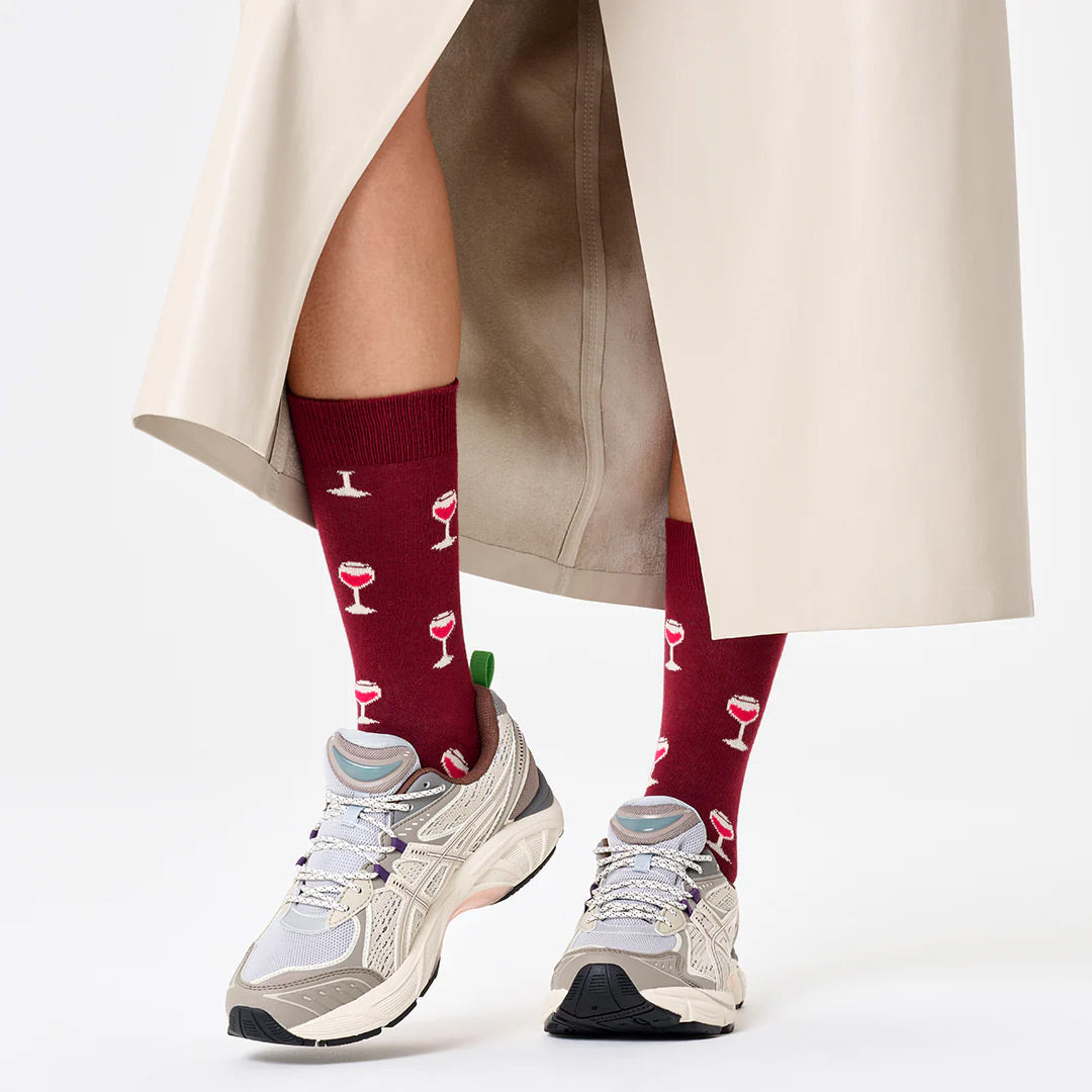 Glass Of Wine Sock (4500) | Maroon