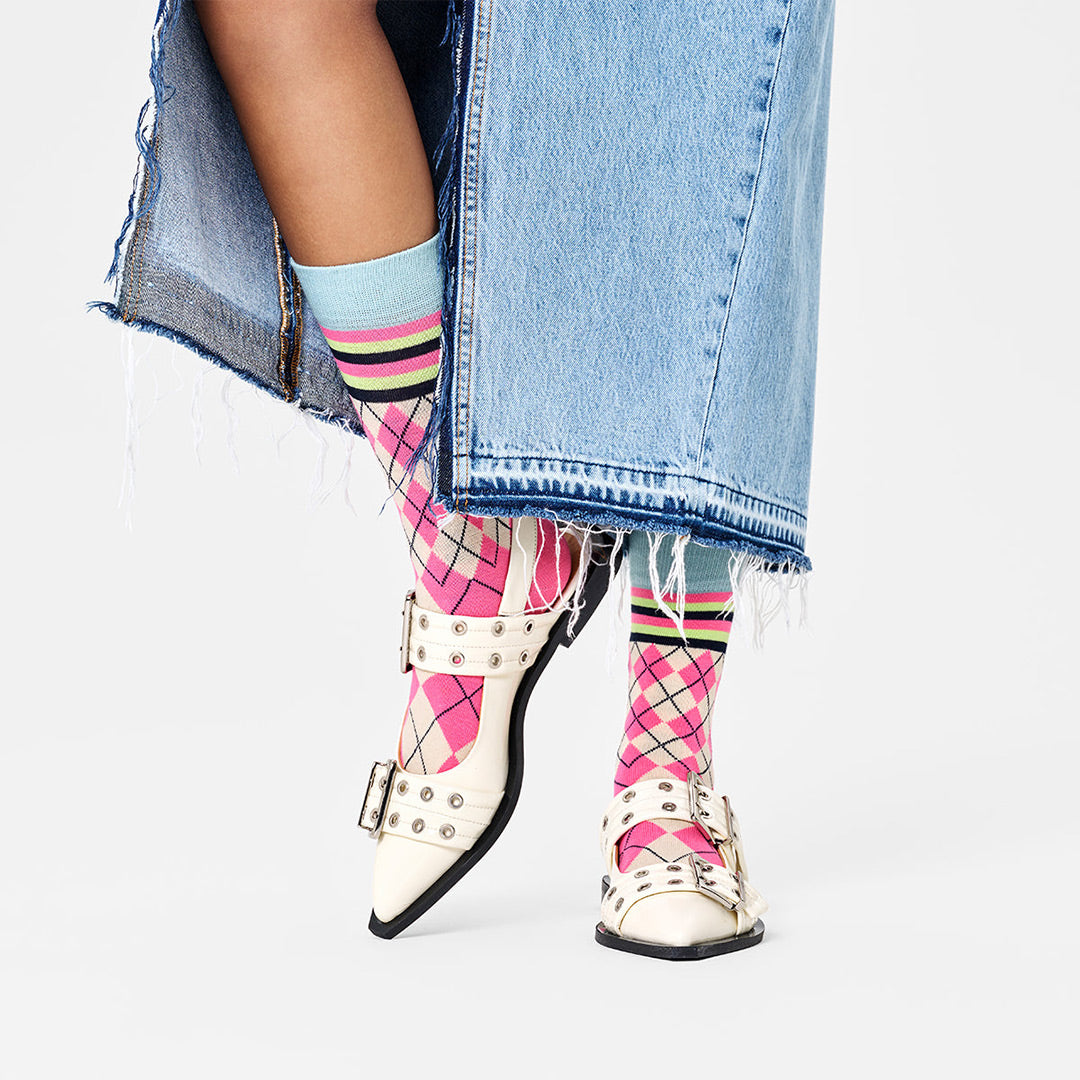 Mixed Argyle Sock (3300) | Pink Blue