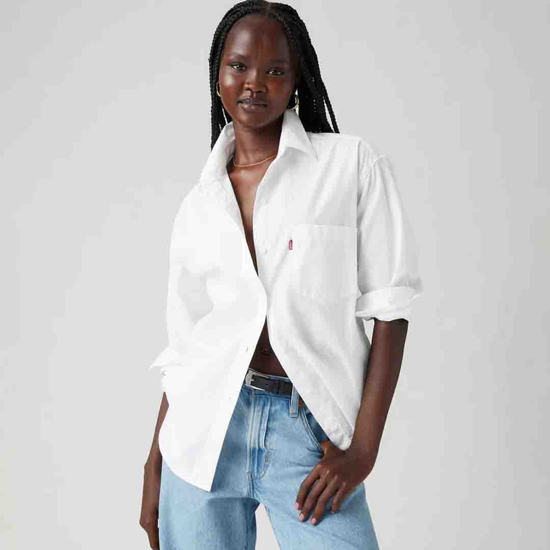 Harlie Boyfriend Shirt | White