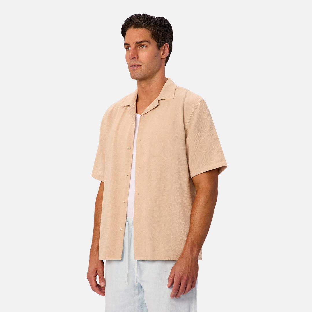 The Washed Marbella Short Sleeve Shirt in Desert 27 — official image 03
