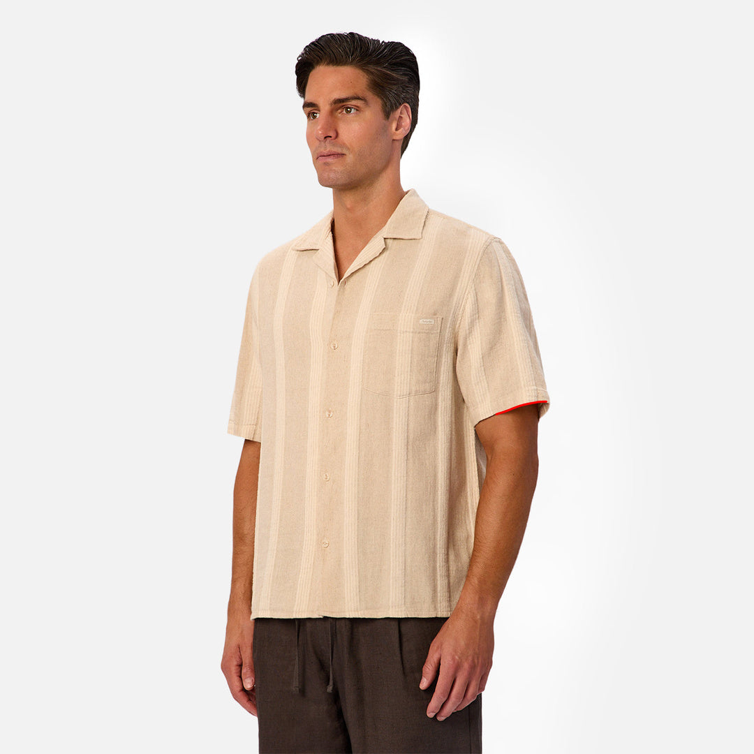 The Ardenza Short Sleeve Shirt in Wheat and Natural — official image 03