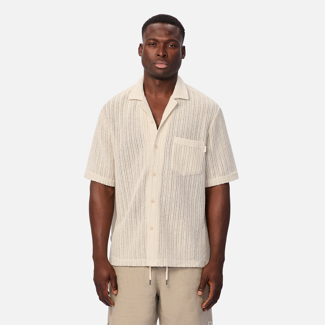 The Cordoba Short Sleeve Shirt in Cream and Sage — official image 01
