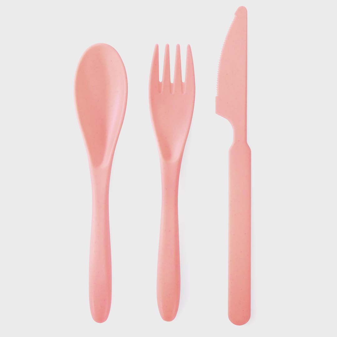 WHEAT STRAW CUTLERY SET | PEACH