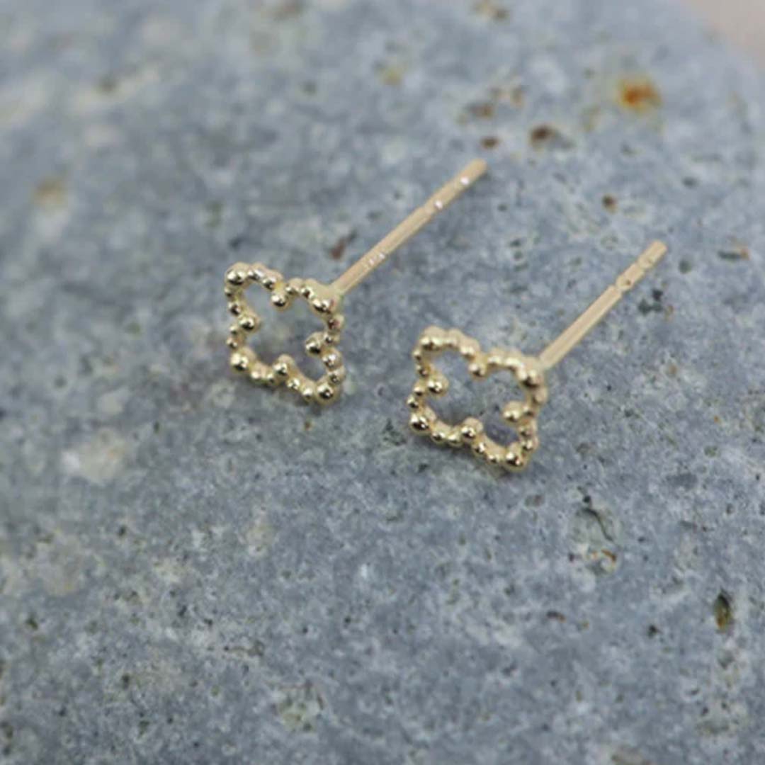 14K HOLLOW CLOVER EARRINGS