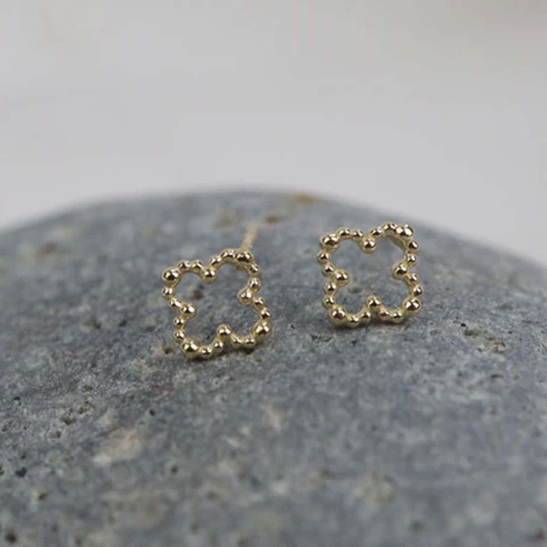 14K HOLLOW CLOVER EARRINGS