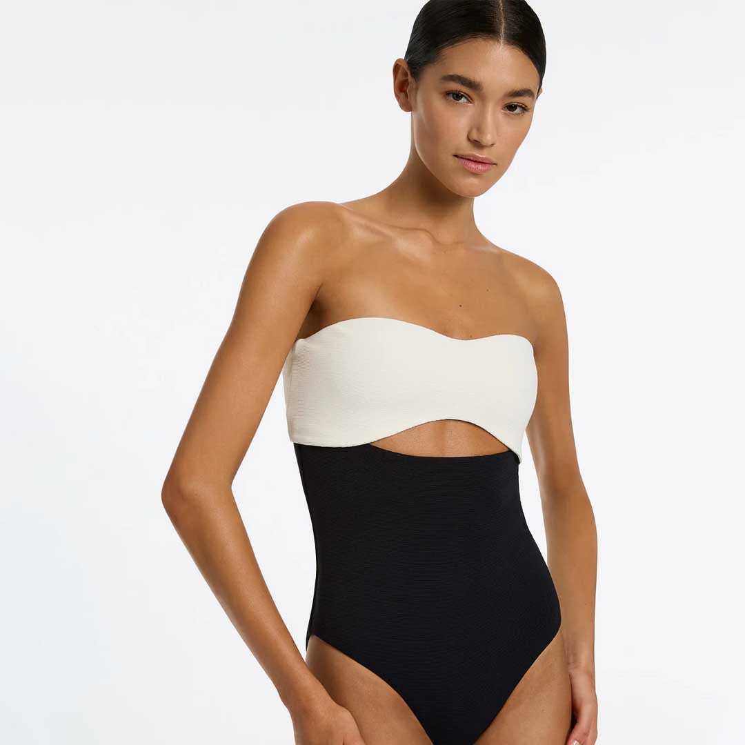 Versa Rib Bandeau One Piece | Black Cream