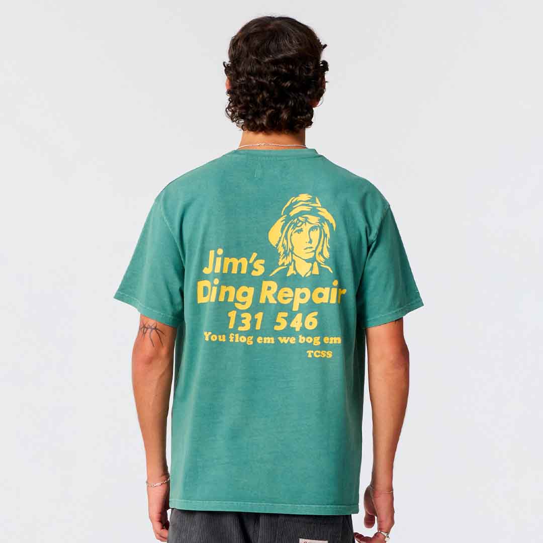 Jim’s Ding Repairs Tee | Dusty Green