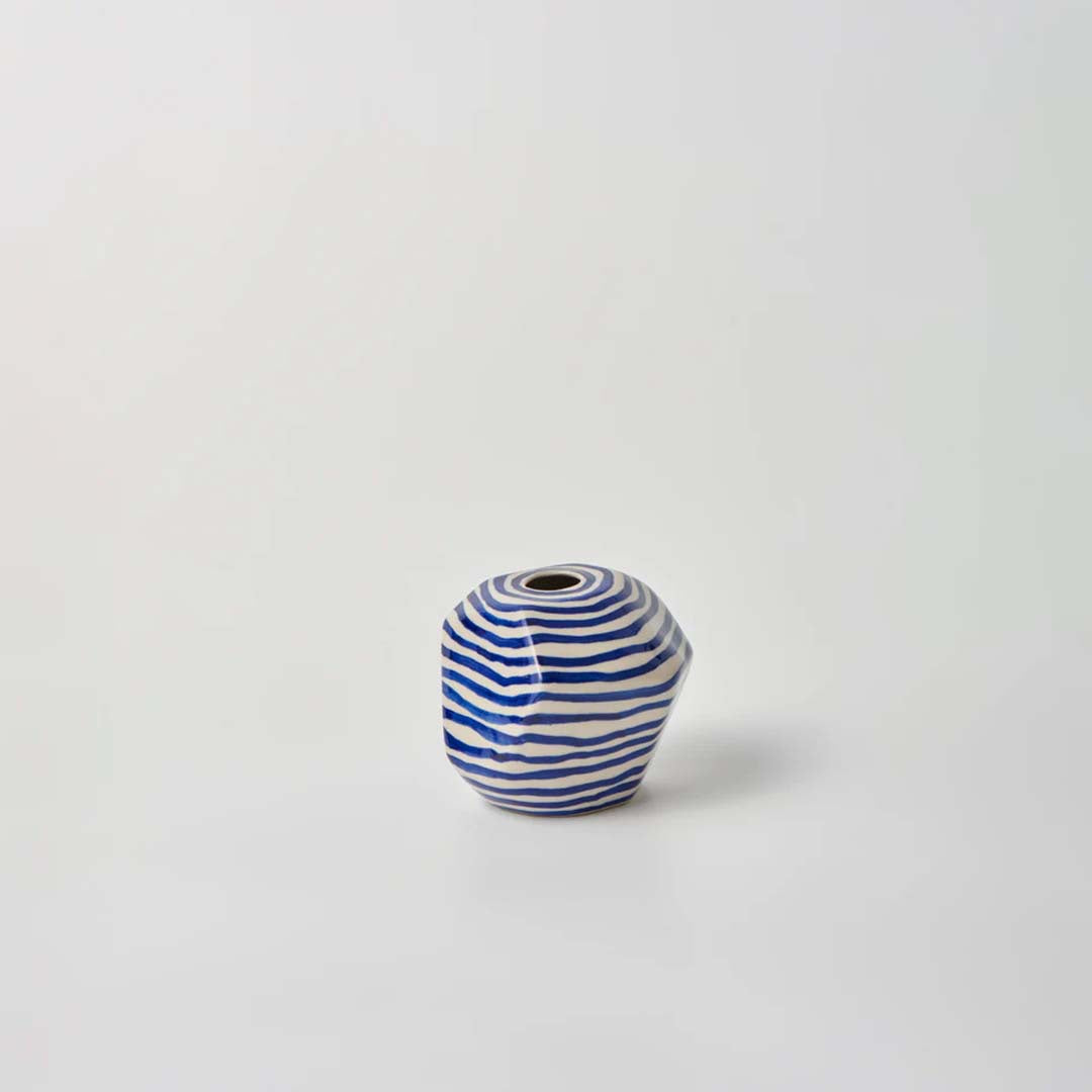 FACET VASE SMALL | BLUE LINES