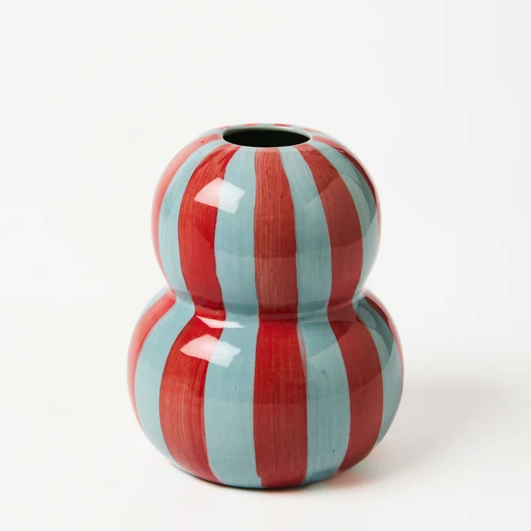 Fonda Vase | Burgundy Pale Blue Stripe