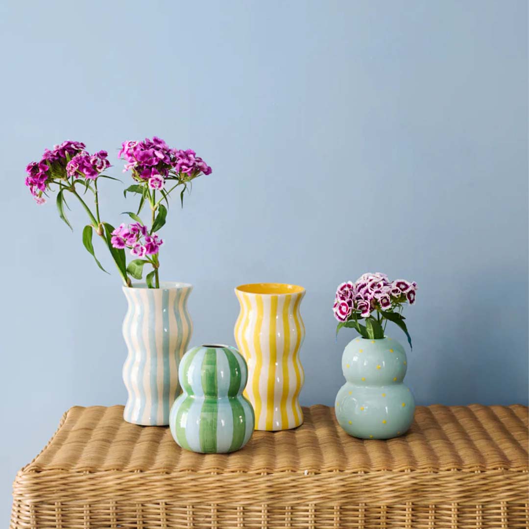 Fonda Vase | Pale Blue Yellow Dotty