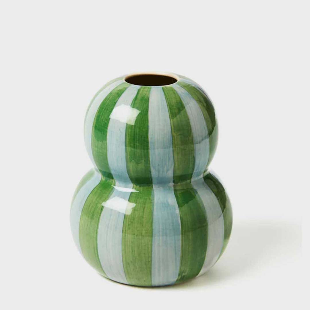 Fonda Vase | Green Blue Stripe