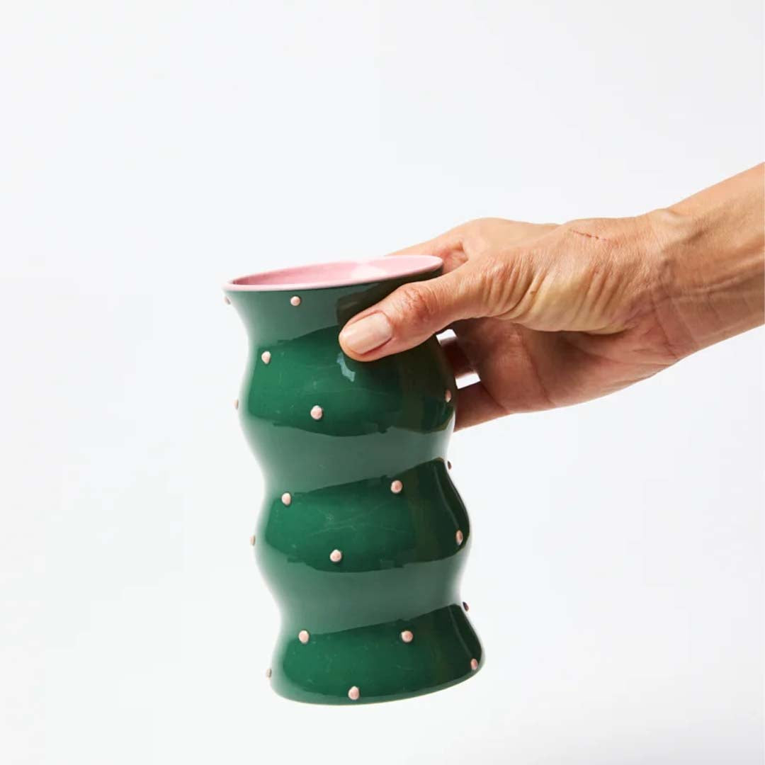 Palma Vase | Green Pink Dotty
