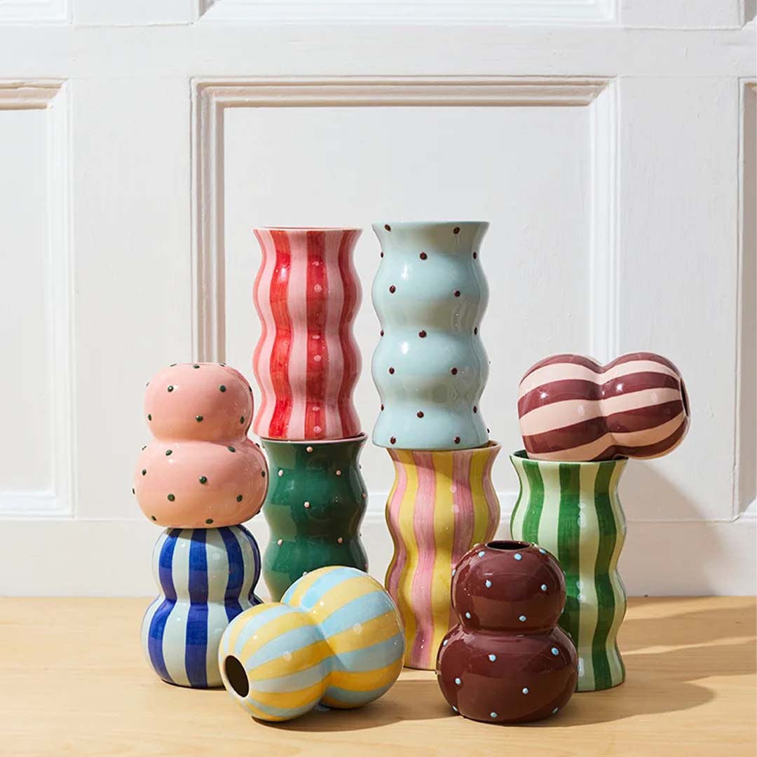 Fonda Vase | Pink Green Dotty