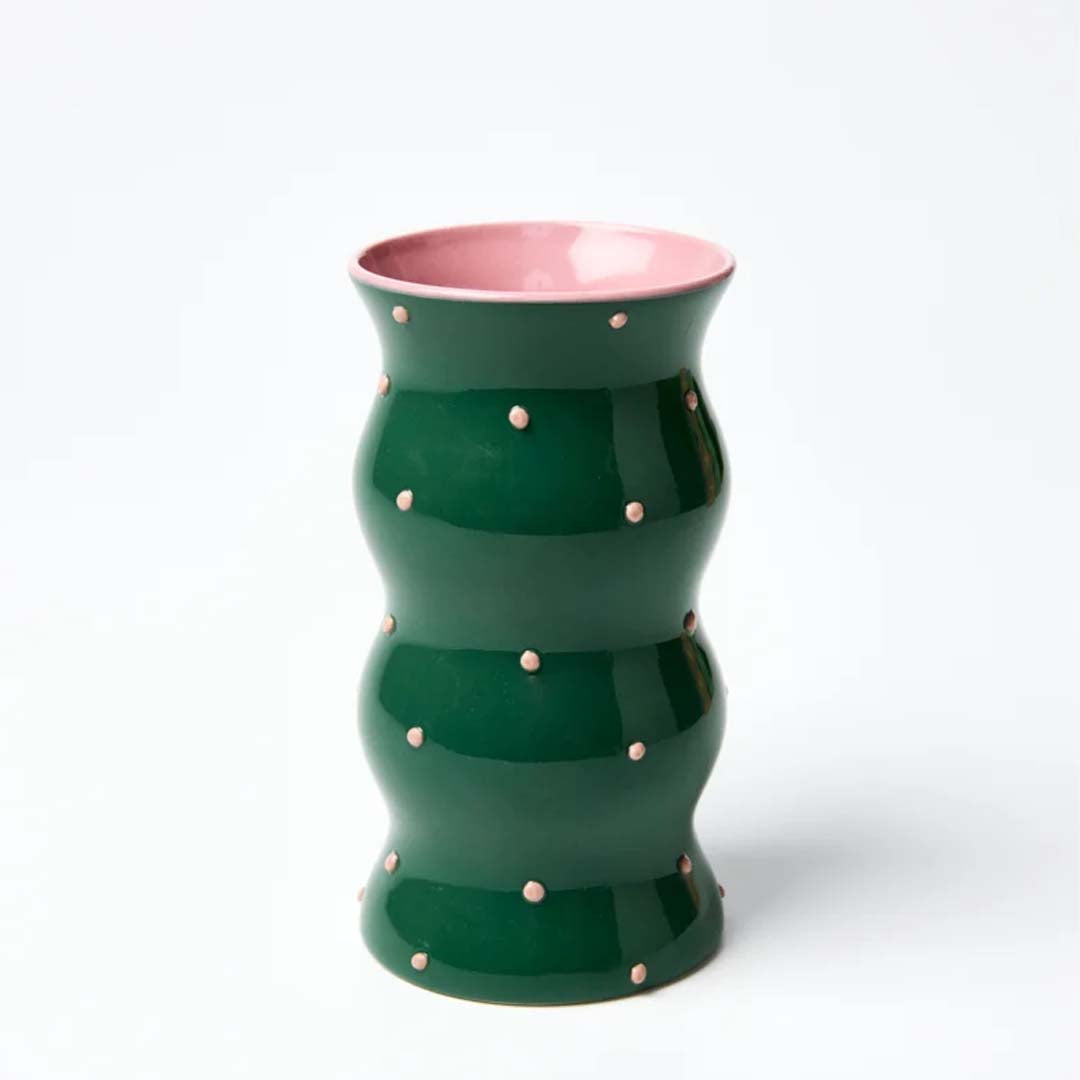 Palma Vase | Green Pink Dotty