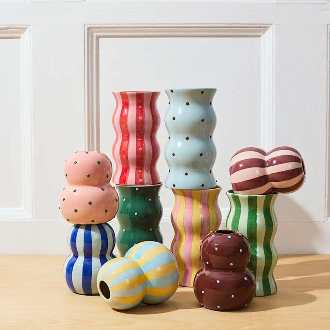 Palma Vase | Green Pink Dotty