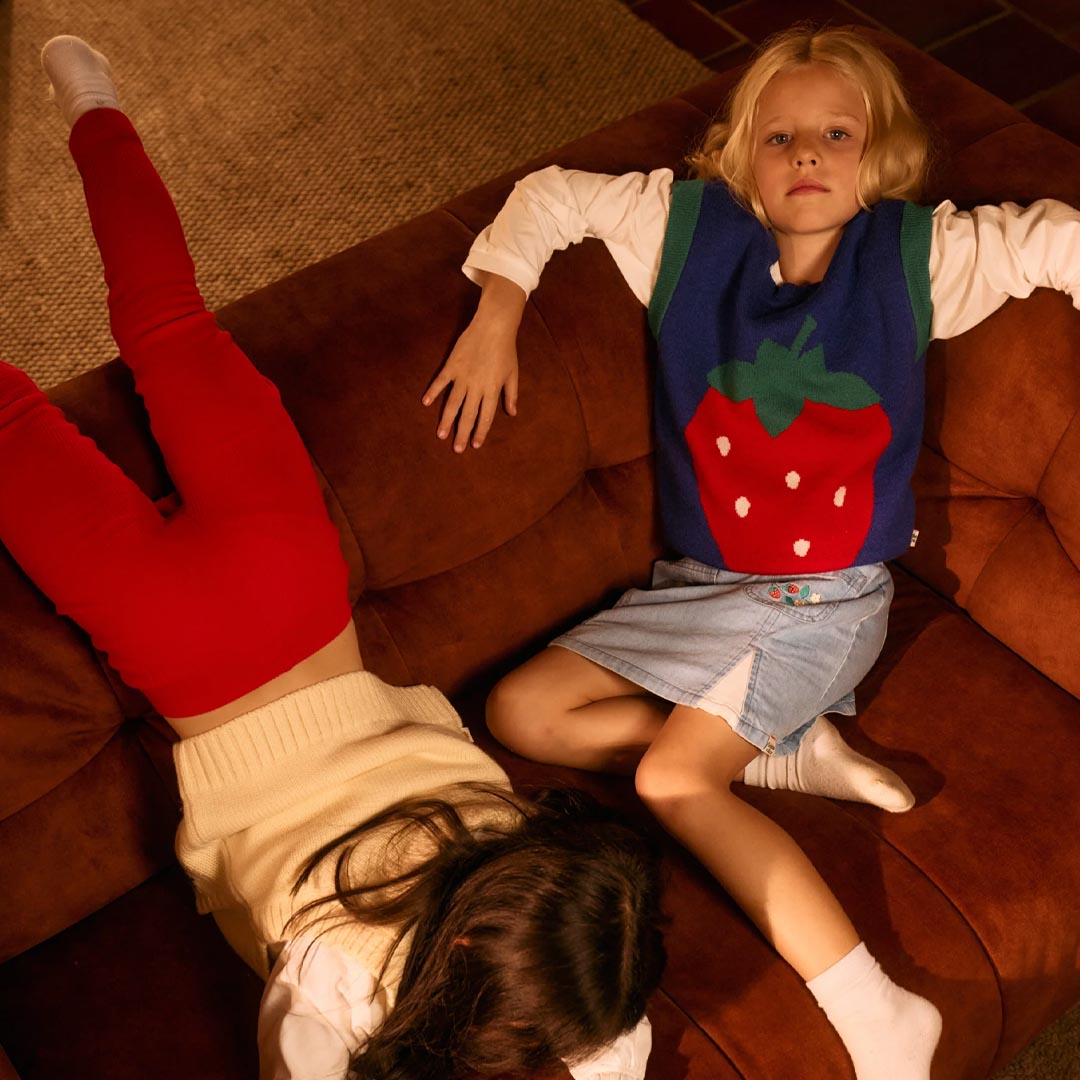 Jumbo Strawberry Knit Vest | Classic Blue