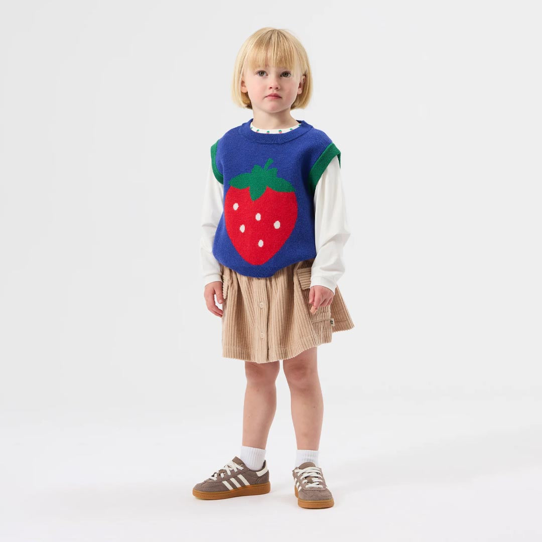 Jumbo Strawberry Knit Vest | Classic Blue