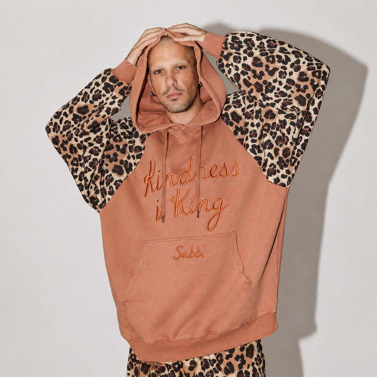 Kindness is King Hoodie | Peach Leopard