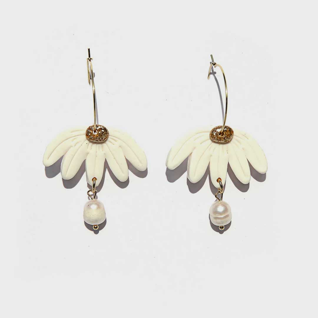 Flower Hoops | White
