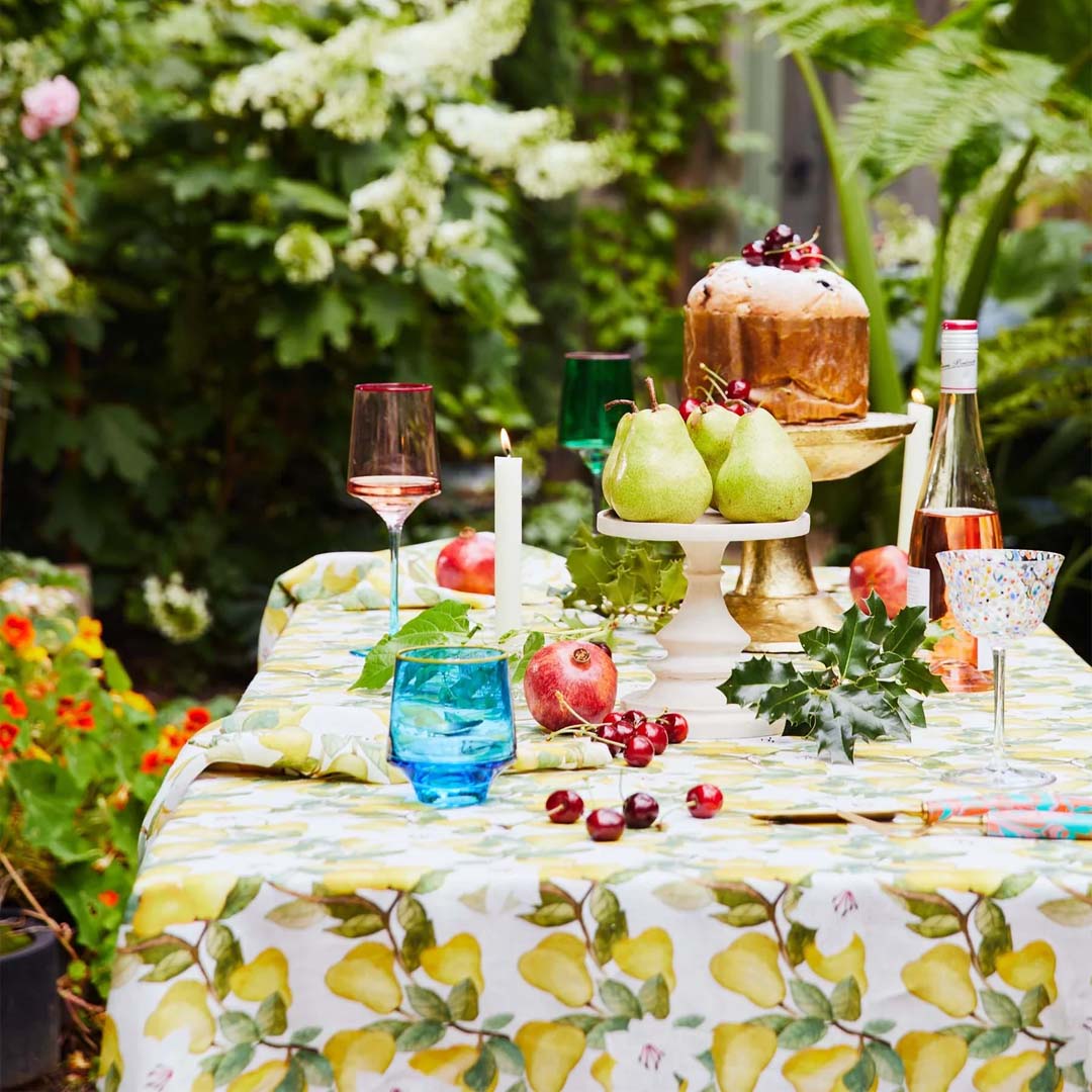 LINEN TABLECLOTH | SUMMER LILY WHITE