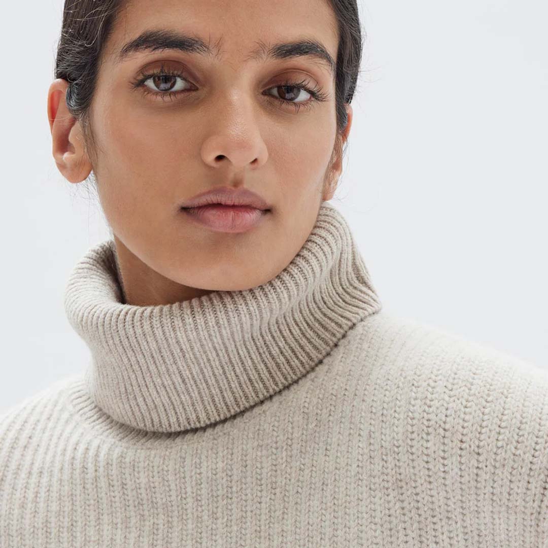 KRISTA ROLL NECK WOOL JUMPER | OAT MARLE