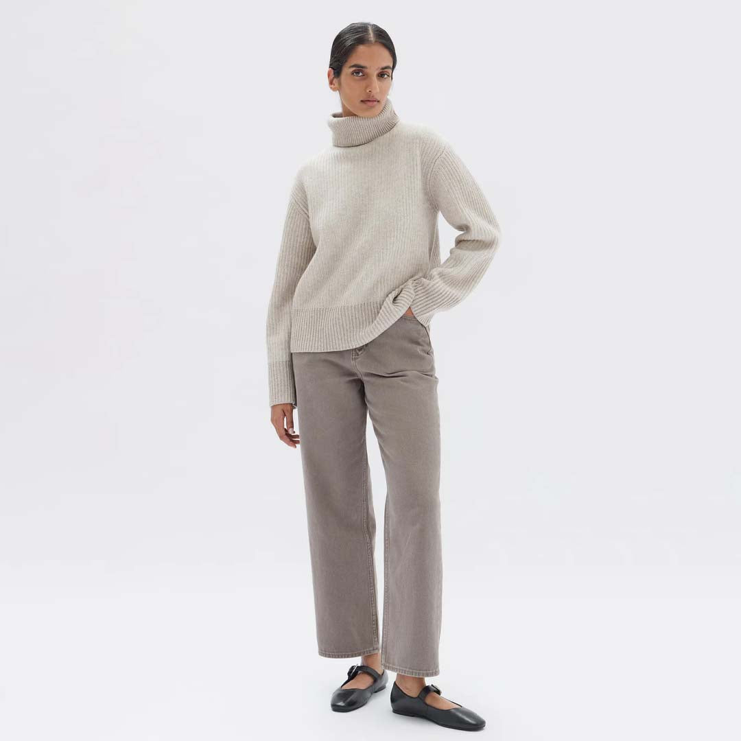 KRISTA ROLL NECK WOOL JUMPER | OAT MARLE