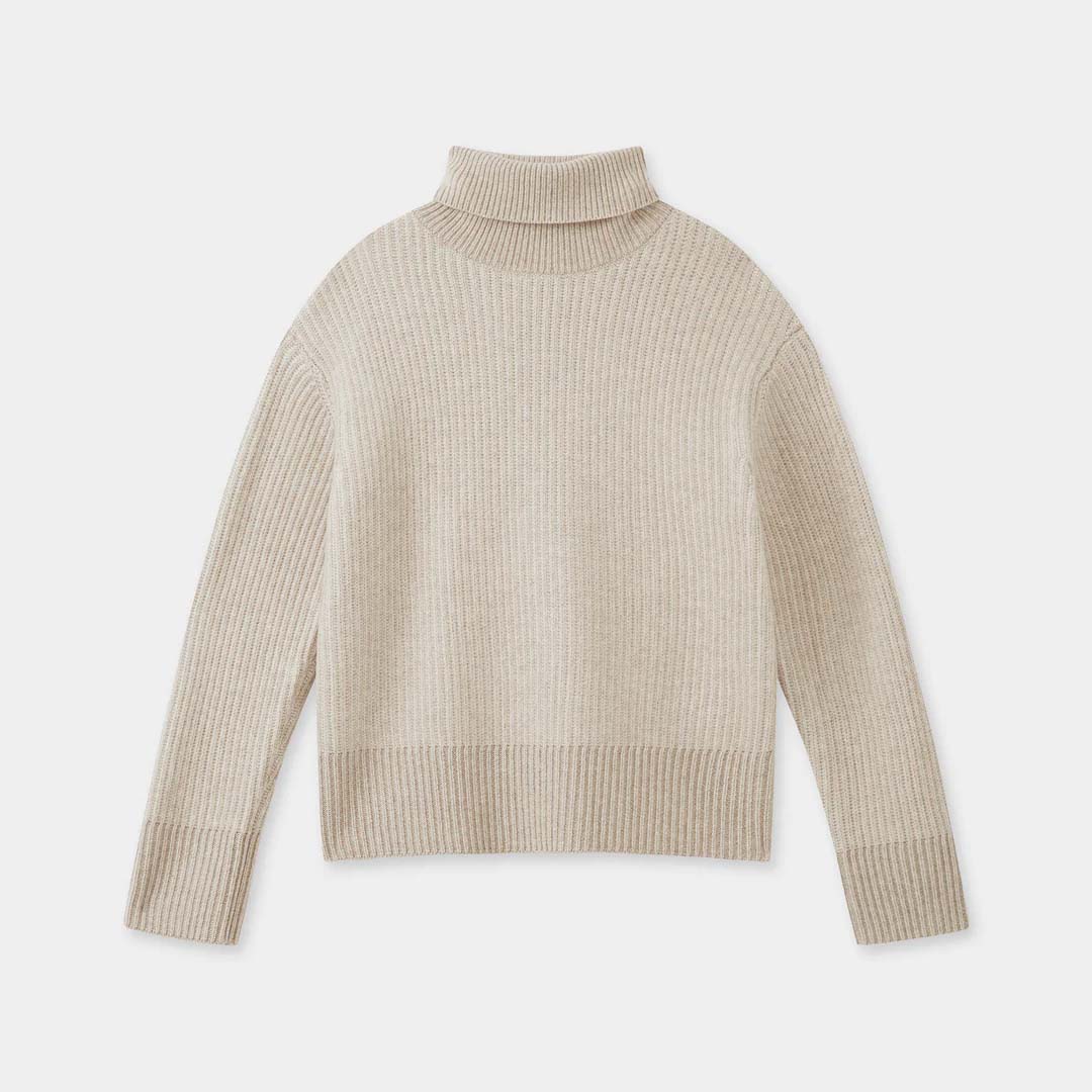 KRISTA ROLL NECK WOOL JUMPER | OAT MARLE