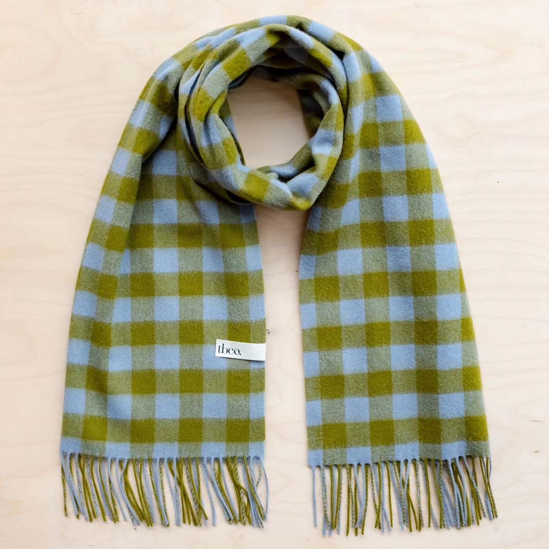 LAMBSWOOL OVERSIZED SCARF - MOSS GINGHAM