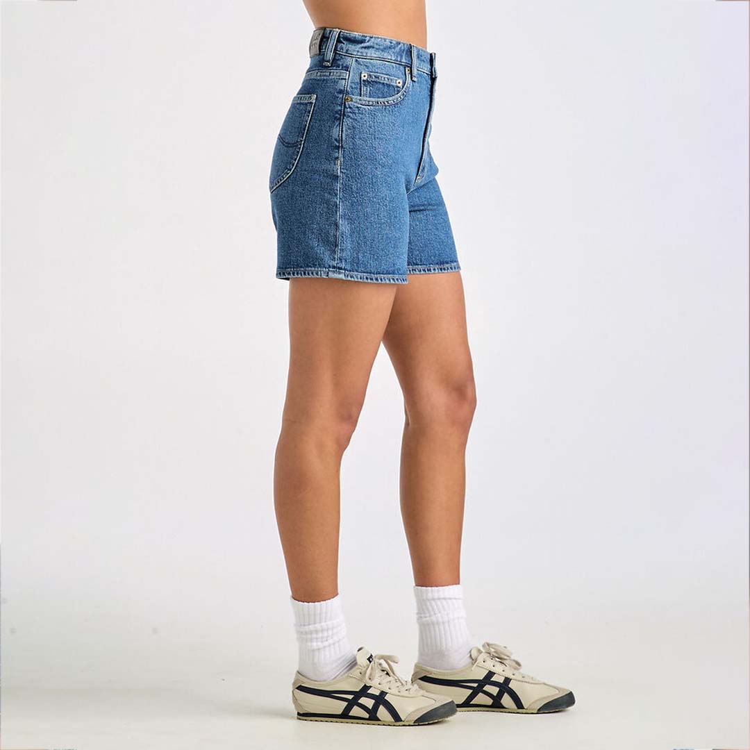 HIGH MOM SLIM SHORT | BLUE STONE