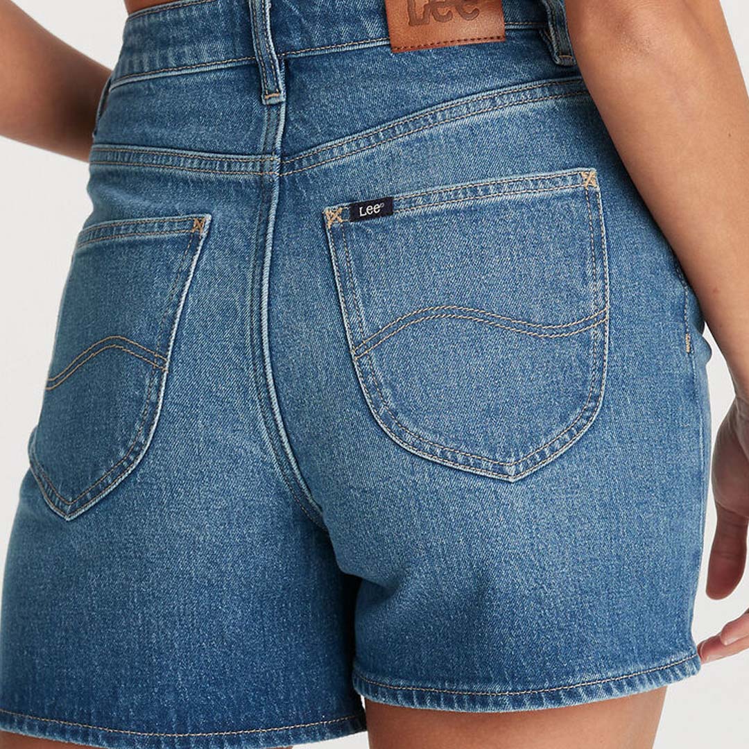 HIGH MOMS SLIM SHORT | TRUE BLUE