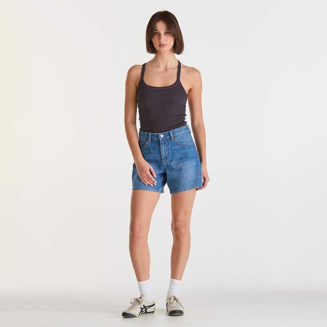 Mid Straight Short | Blue Letter