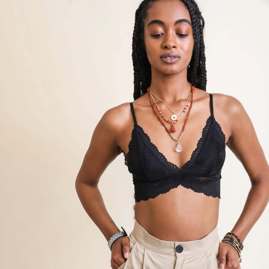 Fly Like A Butterfly Lace Bralette | Black