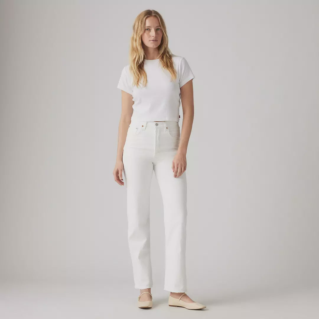Ribcage Straight Ankle Jeans | Cloud Over White