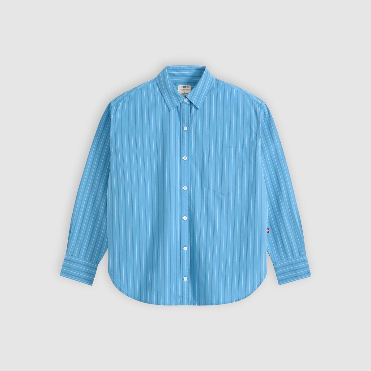 Harlie Boyfriend Shirt | Telma Stripe Parisian Blue — unobstructed product-only