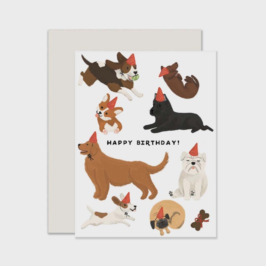Birthday Card | Party Hat Dogs