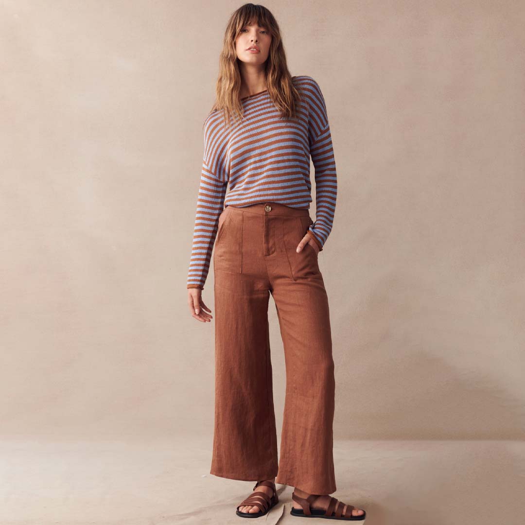 ISA SPRING KNIT | RUST & BLUE STRIPE