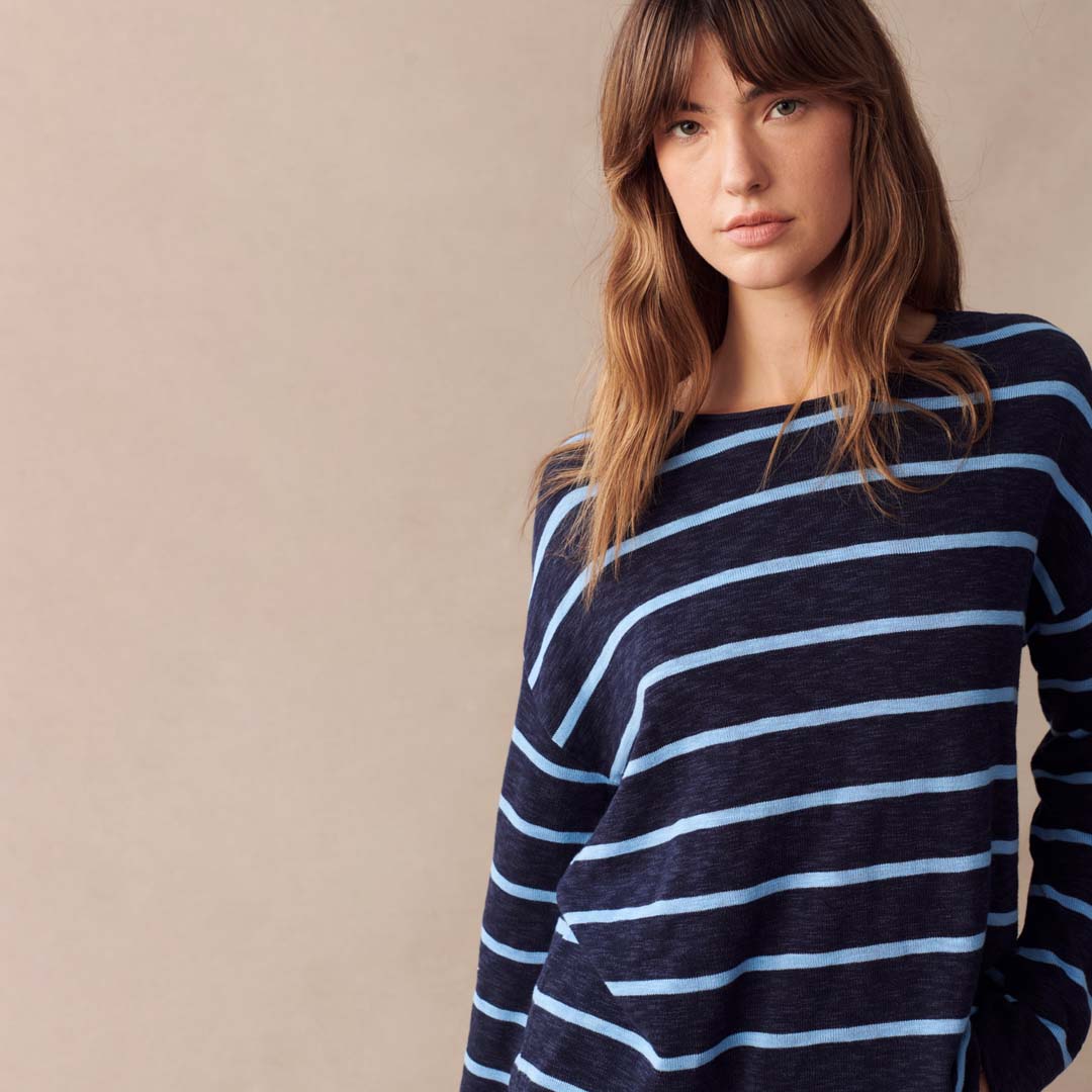 MINNIE TOP | NAVY & BLUE STRIPE